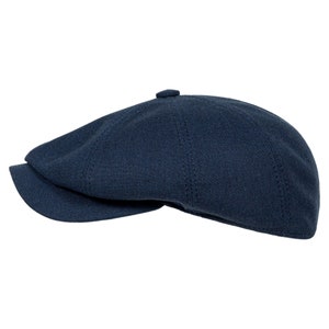 Linen Newsboy Cap Navy Blue