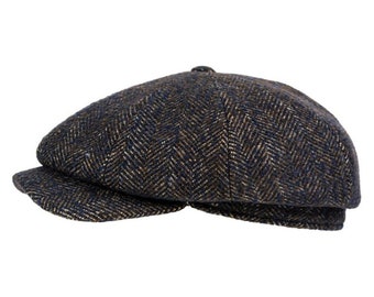 Herringbone Newsboy Tweed Cap "Gemstone Brown"