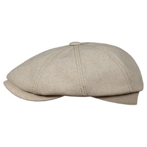 Linen Newsboy Cap Dune Beige