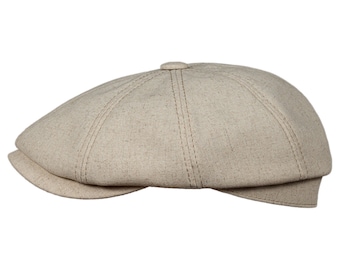 Summer Linen Newsboy Cap Dune Beige