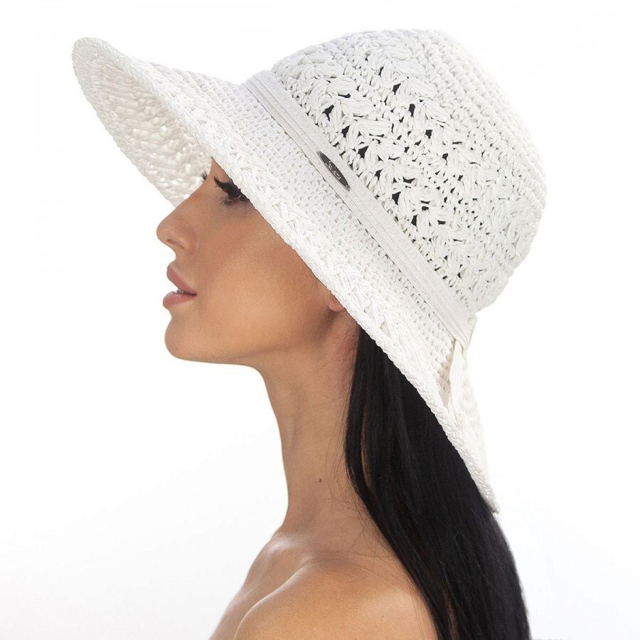 Women Summer Sun Hat white Beach | Etsy