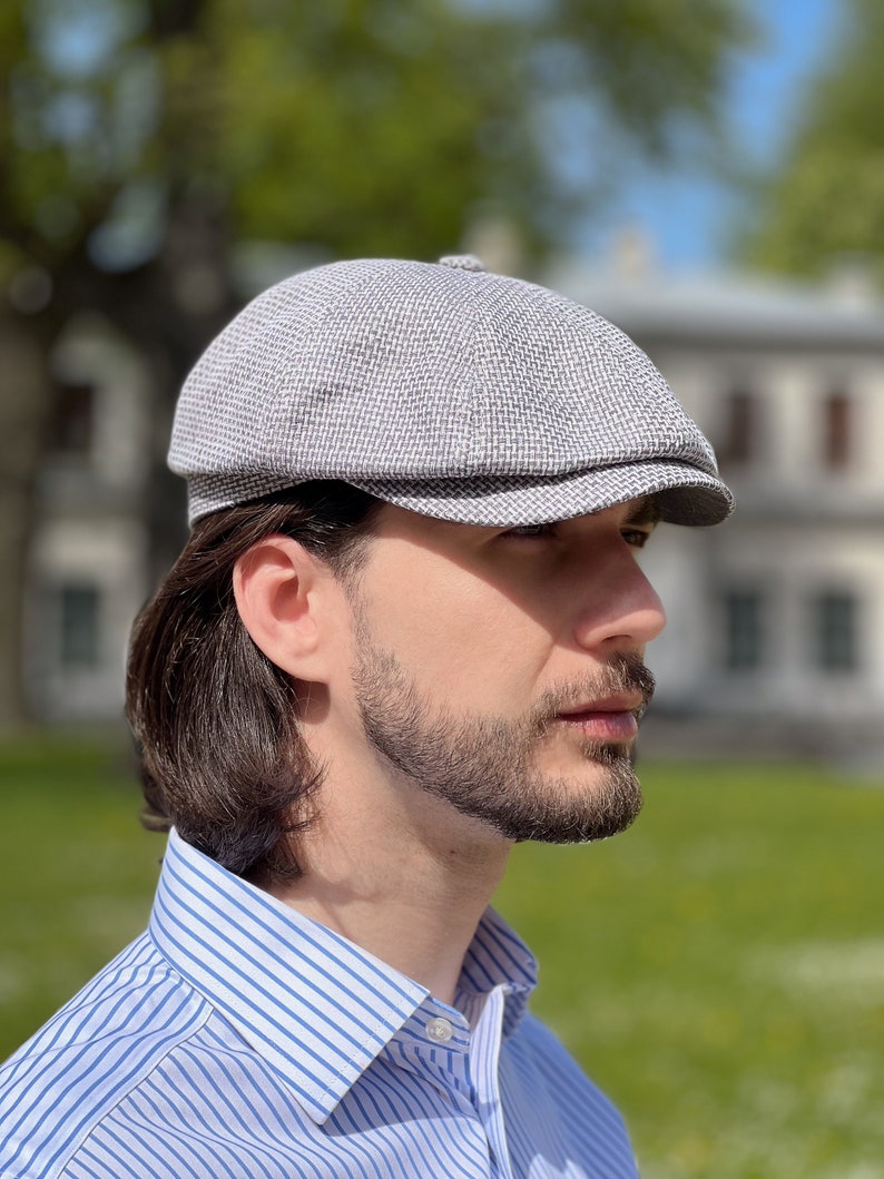 Summer Linen Newsboy Cap Gray