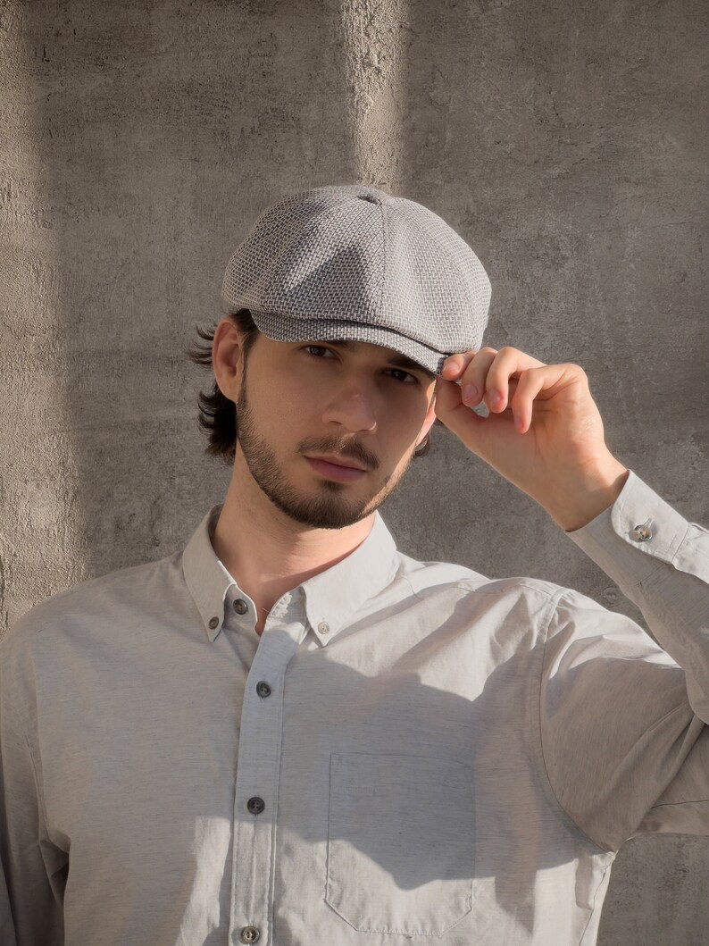 Summer Linen Newsboy Flat Cap london Gray Etsy