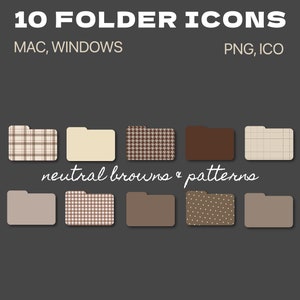 Icônes de dossier marron neutre et motifs / Icônes Macbook / Icônes Windows / PNG et ICO