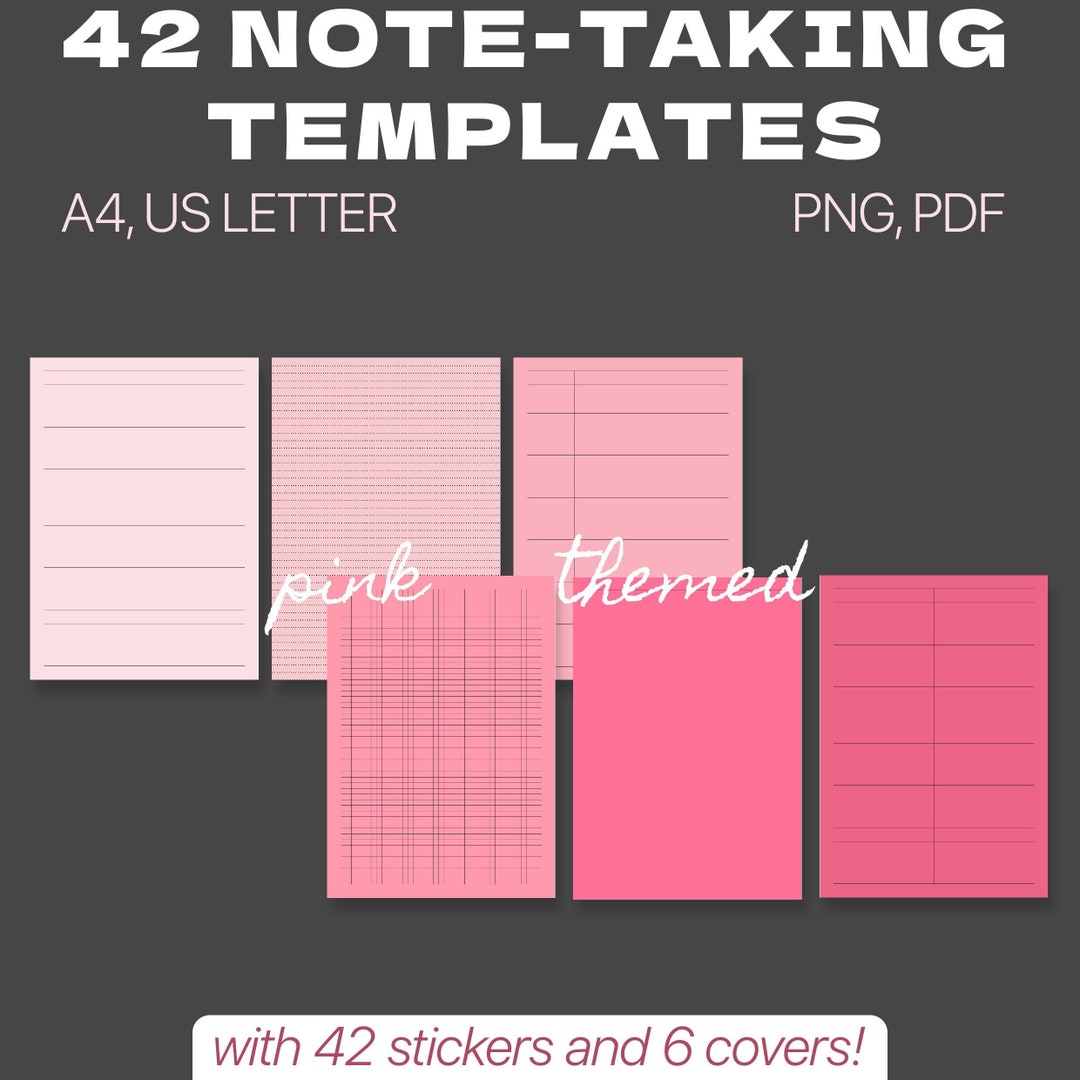 Pink Note Taking Template Bundle With Covers and Stickers / Goodnotes ...