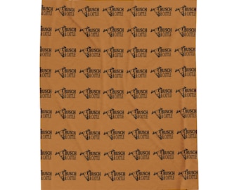 Busch & Cattle Velveteen Plush Blanket | Repeating Logo Pattern