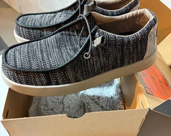 Steel Toe Slip-On Work Shoes, Grey/White, Size 10
