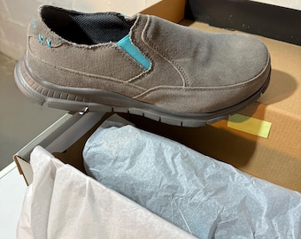 Steel Toe Slip On grey/blue shoes