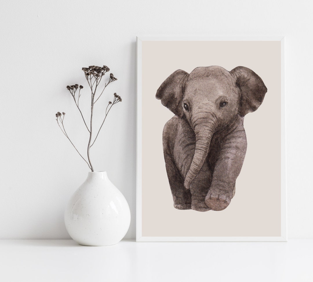 Printable Baby Elephant Wall Art, Nursery Decor, Minimalistic Art Print