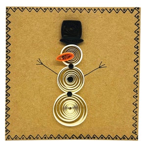 Biglietto di Natale - Design pupazzo di neve - Busta riciclata - Ecologico - Fatto a mano - Biglietto Quilled - Interno vuoto