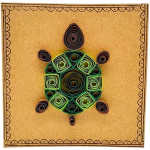 Karte im Schildkröten-Design - Grüne und Braune Muschel - Quilled Karte - Recycelt - Umweltfreundlich - Handgemacht - Innen leer
