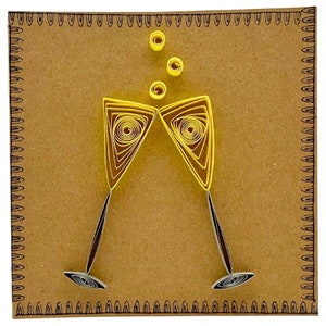 Champagner-Gläser Karte - Feier Getränke Design - Quilling Karten - Recycelt - Umweltfreundlich - Handgemacht - Leer innen