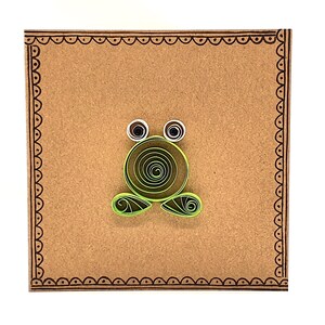 Carte grenouille verte - Cartes piquantes - Recyclé - Respectueux de l'environnement - Fait main - Vierge à l'intérieur