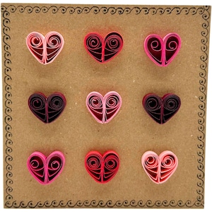 Carte coeurs d'amour pour la Saint-Valentin - Design coeur rose et rouge - Cartes piquantes - Recyclé - Respectueux de l'environnement - Fait main - Blanc à l'intérieur