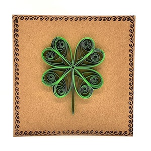 Carta trifoglio verde fortunato - Design quadrifoglio - Carte Quilled - Riciclate - Ecologiche - Fatte a mano - Vuote all'interno