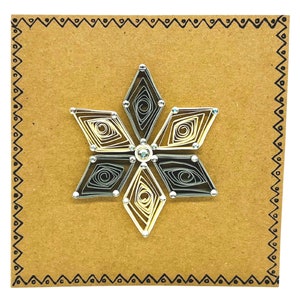 Biglietto di Natale - Design fiocco di neve - Busta riciclata - Ecologico - Fatto a mano - Biglietto quilled - Interno vuoto