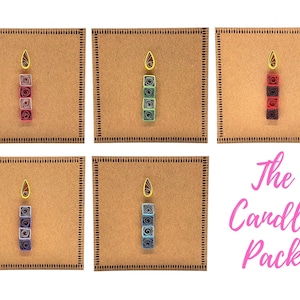 Kerzenkartenpack, 5er-Set - Pink, Grün, Rot, Lila, Blau - Quilled Karten - Recycling - Umweltfreundlich - Handgemacht - Innen leer