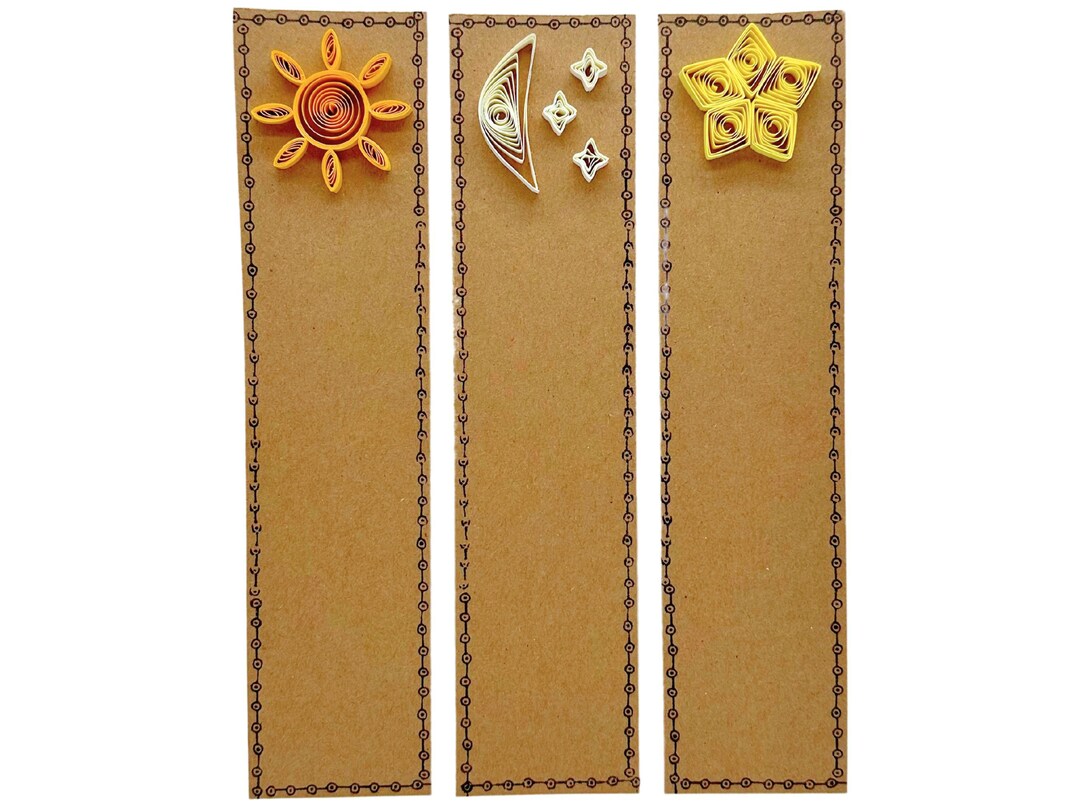 Sun, Moon and Stars Bookmark Pack, Mixed Set of 3 - Yellow and White ...