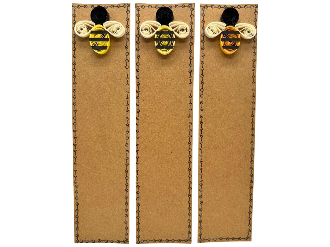 Bumble Bee Bookmark Pack, Mixed Set of 3 - Shades of Yellow Quilled ...