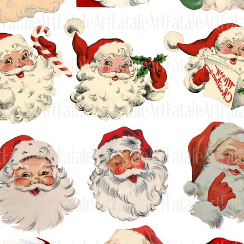 Vintage Santa Claus Face Clipart Christmas for Junk Journal - Etsy