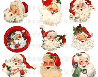Vintage Santa Claus Face Separate Clipart Christmas for Junk Journal Scrapbook Decoupage Card Making Instant Download Digital Download PNG