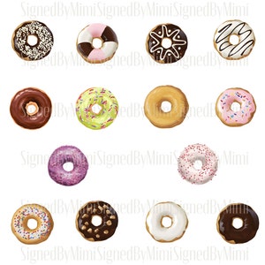 Donut PNG 22 Separate Instant Download Sweet Donuts Cake Toper Decoupage, Junk Journal, Cards, Fussy Cut Digital Download Sublimation Design
