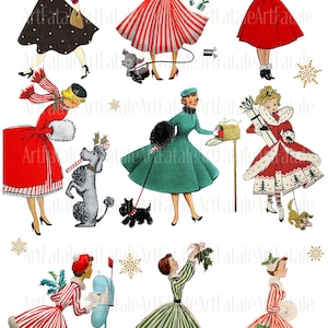 Aparte vintage jaren 50 jaren 60 vrouwen jaren vijftig dames ongewenste dagboek plakboek, decoupage, digitale retro Instant download digitale clipart, jpeg en png