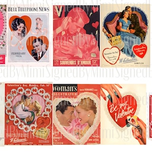 Cartão de Dia dos Namorados Vintage Separado Download Instantâneo Imagem Digital Separada Decoupage, Anúncio de Dia dos Namorados Retro, Diário de Lixo, Cartões PNG