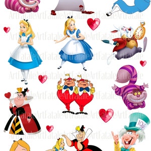 Téléchargement instantané d'Alice au pays des merveilles, découpage, image numérique séparée, décoration de chambre d'enfant, baby shower, journal indésirable, cartes, coupe difficile PNG
