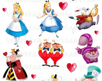 Alice in Wonderland Instant Download Separate Digital Image Decoupage, Nursery Decor, Baby Shower, Junk Journal, Cards, Fussy Cut PNG