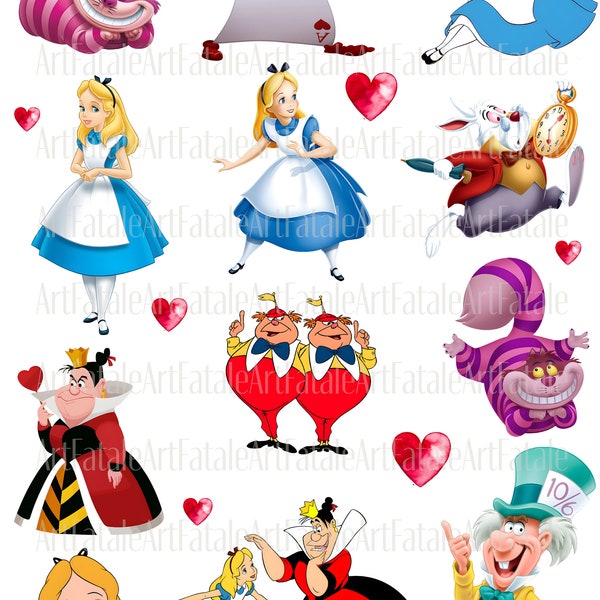 Alice in Wonderland Instant Download Separate Digital Image Decoupage, Nursery Decor, Baby Shower, Junk Journal, Cards, Fussy Cut PNG