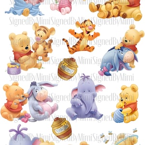 Instant Download Winnie de Poeh babyshower afzonderlijk digitaal beeld decoupage, decor kinderkamer, ongewenste dagboek, kaarten, plakboek, kieskeurig knippen png