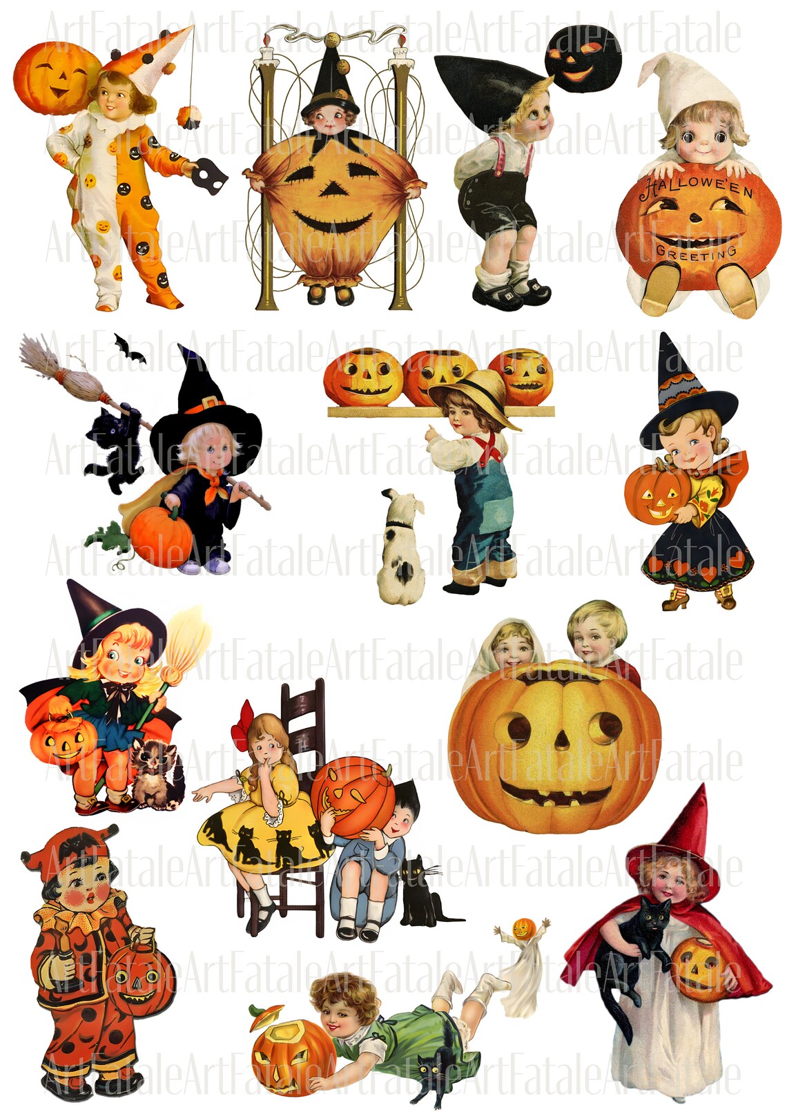 Separate Vintage Old School Halloween Children Instant Etsy