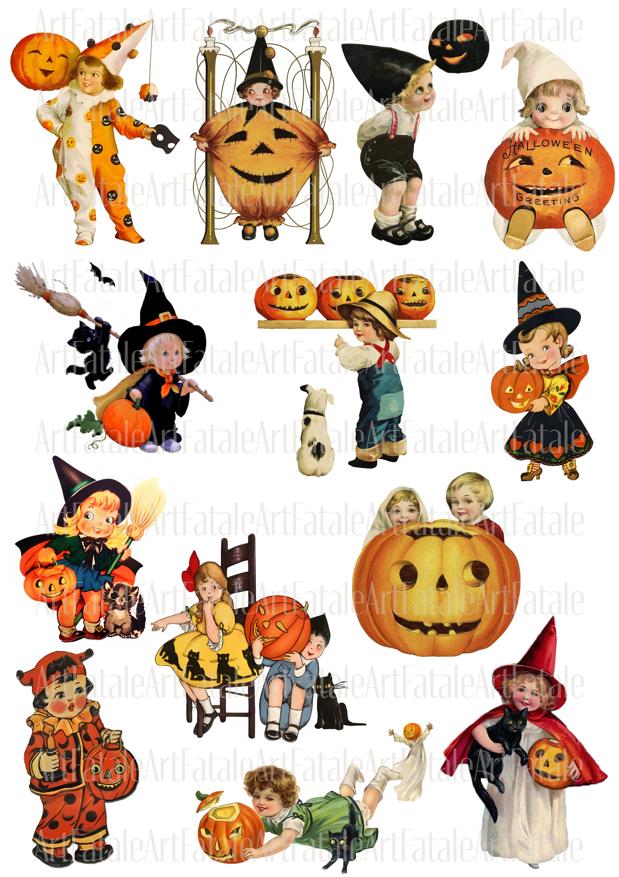Separate Vintage Old School Halloween Children Instant Etsy