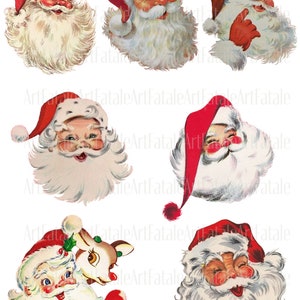Séparez le père Noël vintage, le père Noël rétro Noël des cliparts Junk Journal Scrapbooking découpage Téléchargement instantané autocollant PNG imprimable
