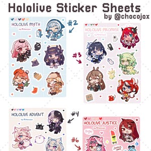 HololiveEN Sticker Sheets - Myth, Promise, Advent, Justice