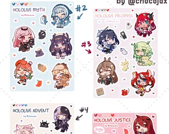 Arkusze naklejek HololiveEN – Mit, Obietnica, Adwent, Sprawiedliwość