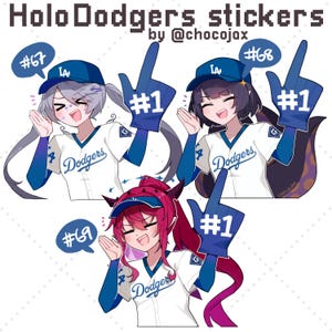 Hololive Dodgers Stickers - Bijou, Ina, Irys