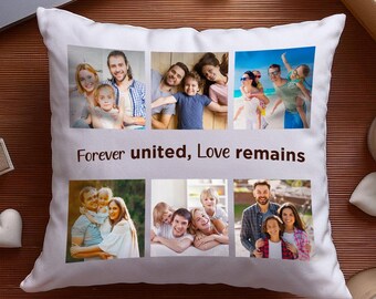 Custom Photo Collage Pillow, Throw Pillow for Couch, Family Photo Pillow, Personalized Cushion, Pillow from Picture, Housewarming Gift