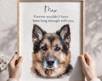 Custom Pet Memorial Portrait, Personalized Dog Loss Gift, Cat Remembrance Gift, Pet Sympathy Gift, Portrait from Photo