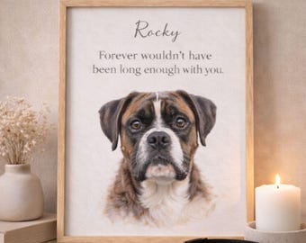 Custom Dog Memorial Portrait from Photo – Thoughtful Gift for Dog Mom or Dog Dad