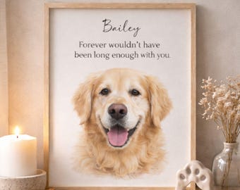 Custom Pet Memorial Portrait from Photo, Pet Loss Gift, Dog Memorial Gift, Personalized Pet Remembrance Art