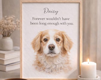 Custom Rainbow Bridge Pet Portrait – Personalized Memorial Gift for Dog or Cat Loss