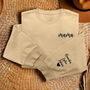 Custom Mama Embroidered Sweatshirt for Mom with Kids Name, Personalized Embroidered Sweatshirt, Mothers Day Sweater, Gift for Mom