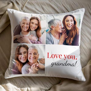 Almohada personalizada con collage de fotos familiares, añade una persona a la foto, regalo para la abuela con los nombres de los niños, un regalo sentimental único, regalo para el Día de la Madre