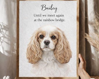 Pet Loss Gift Custom Portrait, Dog Memorial Gift Personalized, Cat Remembrance Portrait, Sympathy Gift for Pet Lover