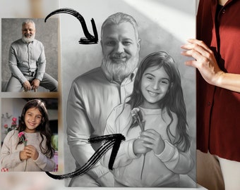 Retrato familiar a partir de diferentes fotos - Agregar a un ser querido fallecido a la foto - Agregar una persona a la foto - Regalo para el esposo - Agregar a alguien a la foto