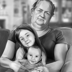 Retrato personalizado a partir de una foto, retrato personalizado, retrato familiar personalizado a lápiz, fusión de fotos de un ser querido fallecido, regalo conmemorativo