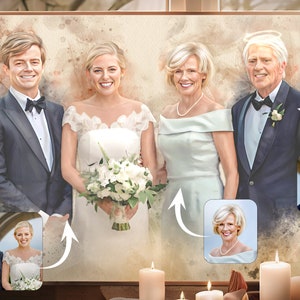 Aangepaste verjaardag gedenkteken schilderij van foto, gepersonaliseerd verlovingscadeau voor bruid vader, unieke herinnering voor verlies van geliefde