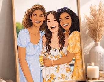 Custom Cartoon Portrait from Photo, Best Friend Gift, Couples Portrait, Personalized Birthday Gift for Her, Sister Gift